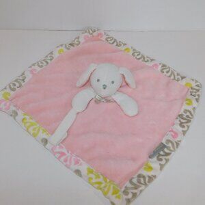 Blankets & Beyond Pink White Damask Pattern Bunny rabbit Security Blanket Lovey